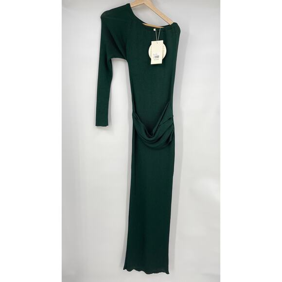 Baobab | NWT Kairi Maxi Dress Cucumber Emerald Green One Shoulder Knit M - Picture 4 of 15